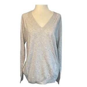 Banana Republic Forever Sweater Heather Gray Knit V-Neck Long Sleeve S
